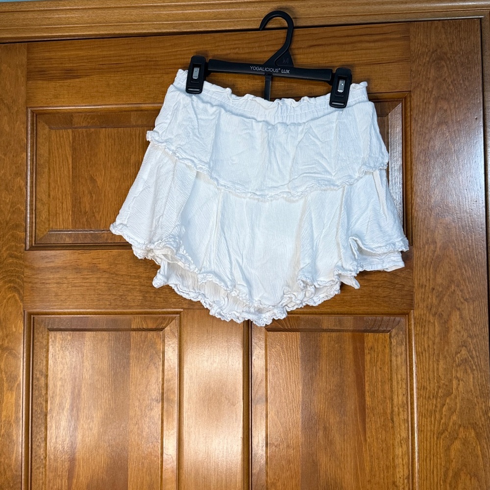White Ruffled Mini Skirt